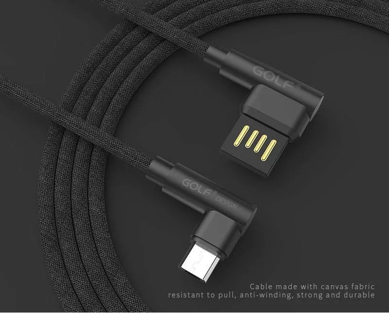 Cablu Micro USB 1m 2.4A Golf Pudding negru USB 2.0 conector USB micro și USB A [4]