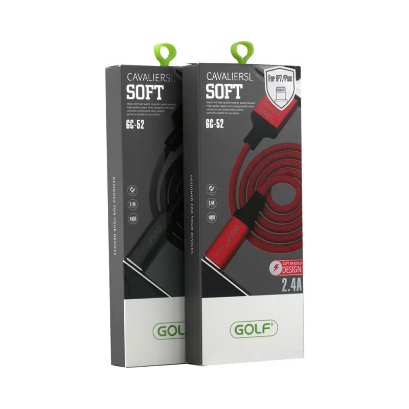Cablu date încărcare Golf Soft iPhone 52I roșu, conector Apple, USB A, lungime standard. [1]