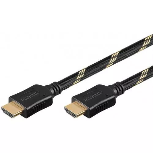 Cabluri HDMI - Cablu Hdmi 1.5m 2.0v Ethernet 3D manta bumbac Goobay – IoElectronice.ro