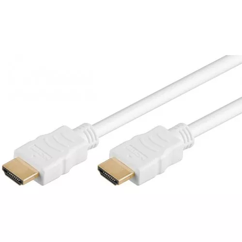 Cabluri HDMI - Cablu Hdmi 2m v1.4 alb Ethernet 3D Goobay – IoElectronice.ro