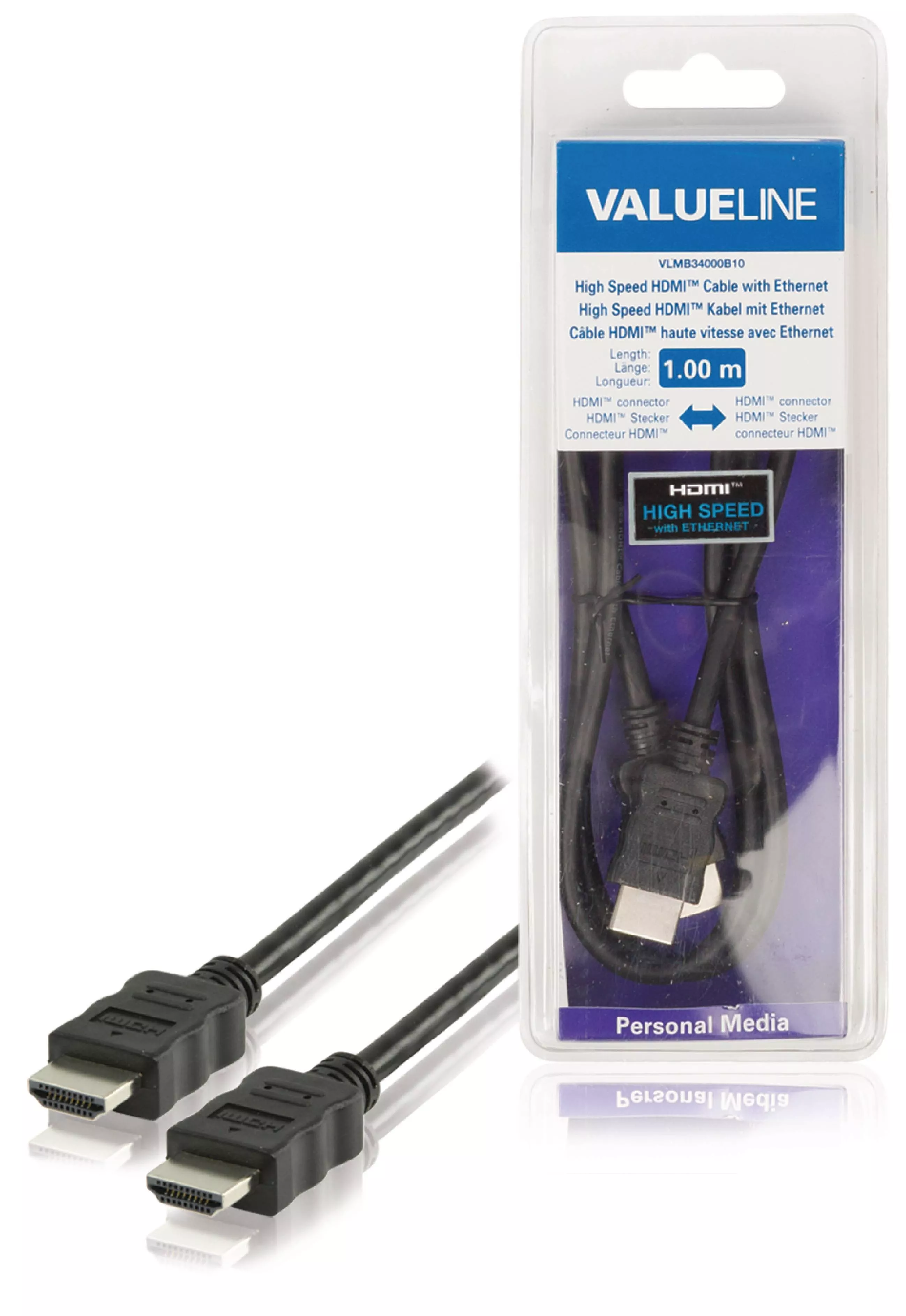 Cabluri HDMI - Cablu HDMI de mare viteză cu funcție Ethernet 1m VALUELINE – IoElectronice.ro