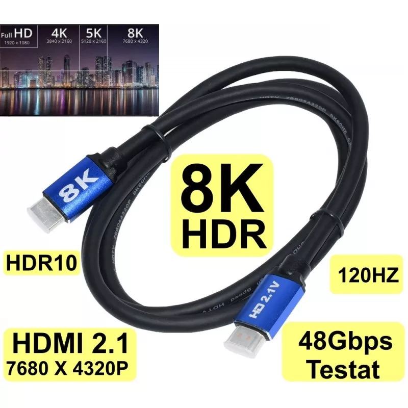 Cabluri HDMI - Cablu HDMI v2.1 4K 8K 60Hz 3m tata-tata – IoElectronice.ro