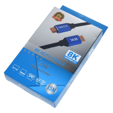 Cablu HDMI 2.1 8K 60Hz 2m HDMI tata - HDMI tata OEM, video, placat cu aur, compatibilitate 4K Ultra HD [1]
