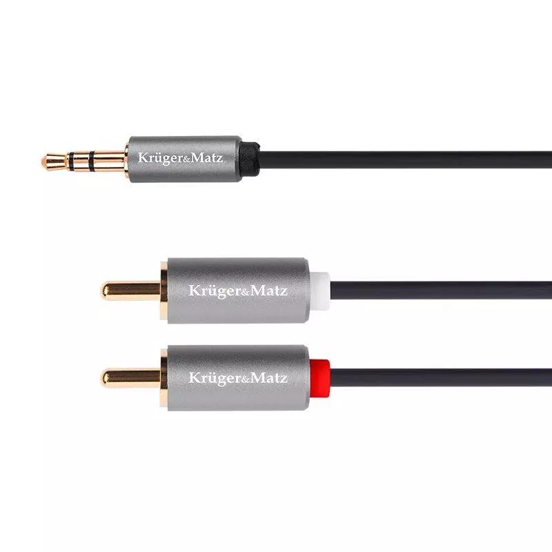 Cabluri Jack - Cablu JACK 3.5 mm - 2x RCA 5m STEREO Basic KRUGER&MATZ – IoElectronice.ro