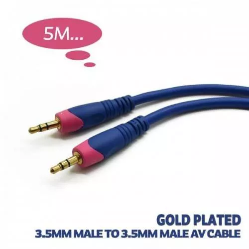 Cabluri Jack - Cablu Jack 3.5mm stereo 5m, conductor cupru aurit, model AVC-002/5,0-BU – Sunet clar și calitate superioară