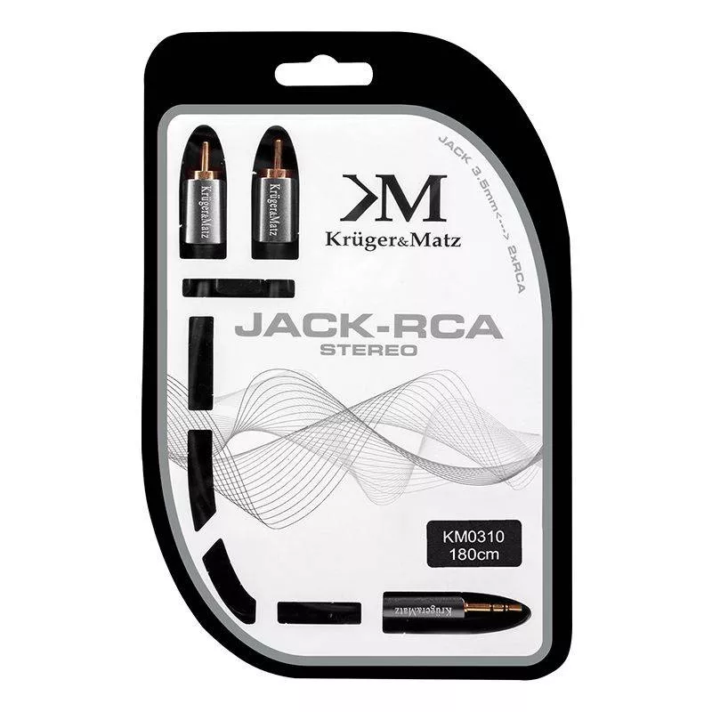 Cablu Jack 3.5 mm la 2x RCA 1.8m cupru placat cu aur Kruger&Matz stereo [1]