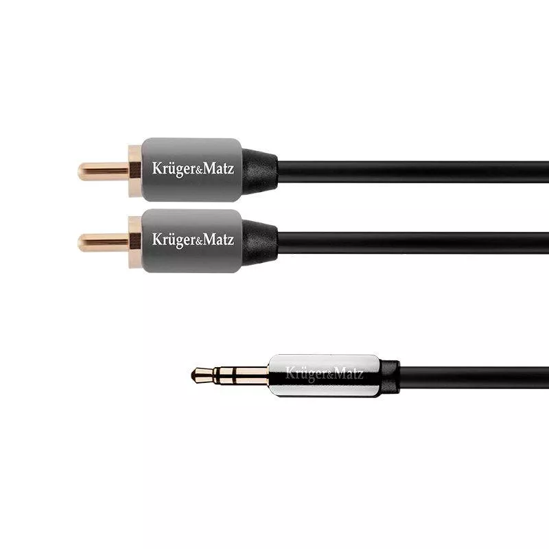 Cabluri Jack - Cablu Jack 3.5 mm la 2x RCA 1.8m cupru placat cu aur Kruger&Matz stereo