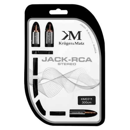 Cablu Jack 3.5 mm la 2x RCA 3m STEREO Kruger&Matz cupru placat cu aur [1]