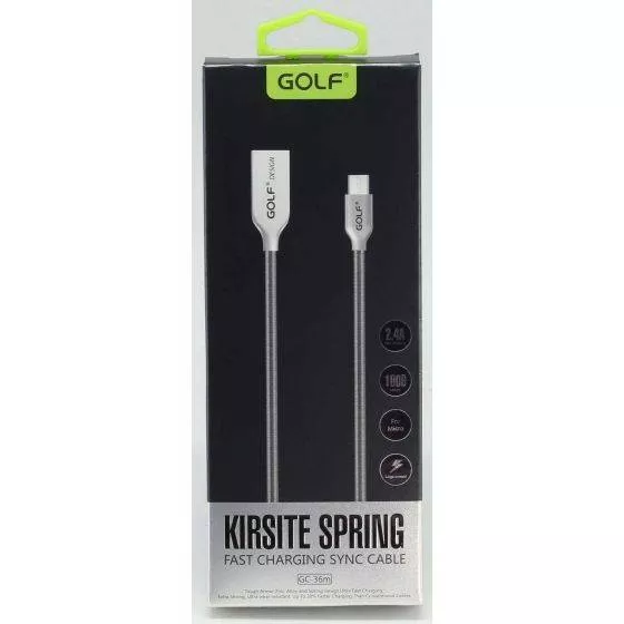 Cablu Micro USB 1m 2.4A Golf argintiu, conector micro USB tata și USB A tata, standard USB 2.0 [8]
