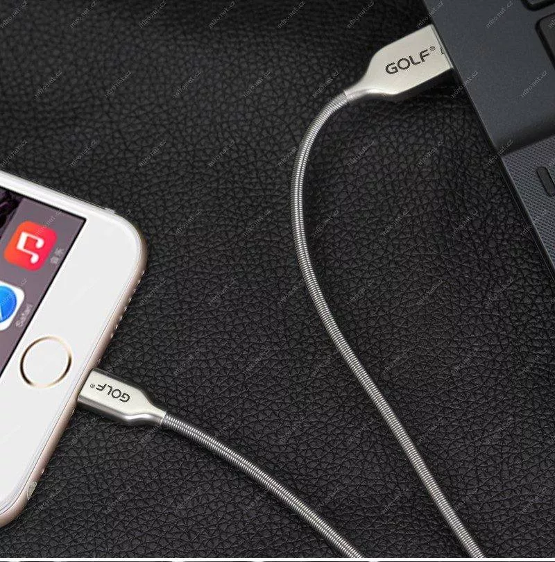 Cablu Micro USB 1m 2.4A Golf argintiu, conector micro USB tata și USB A tata, standard USB 2.0 [4]