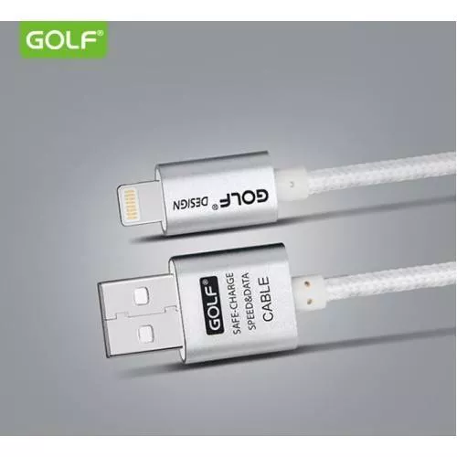 Cablu de date iPhone Golf 10i argintiu 1m 2.1A USB 2.0 Apple⇔USB A [2]