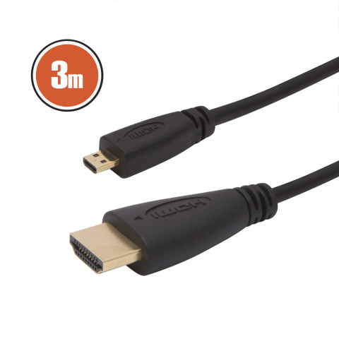 Cabluri HDMI - Cablu micro HDMI - HDMI 3m 1080p 10.2Gbps 30AWG placat cu aur Delight 20425 – IoElectronice.ro