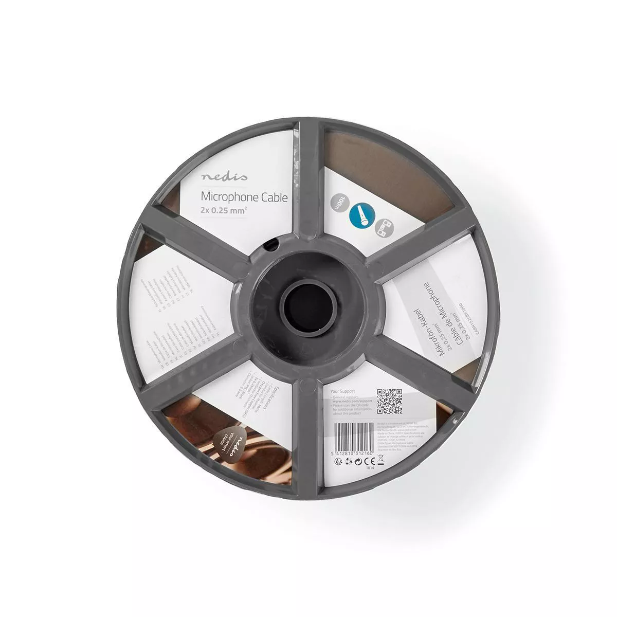 Cabluri microfon - Cablu microfon Nedis 2x0.25mm2 OFC cupru negru CABR1525BK1000 – IoElectronice.ro