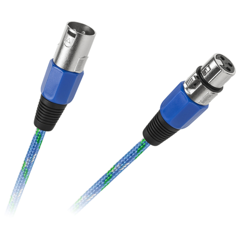 Cabluri XLR - Cablu microfon XLR mama-tata 3m textil albastru Cabletech – IoElectronice.ro