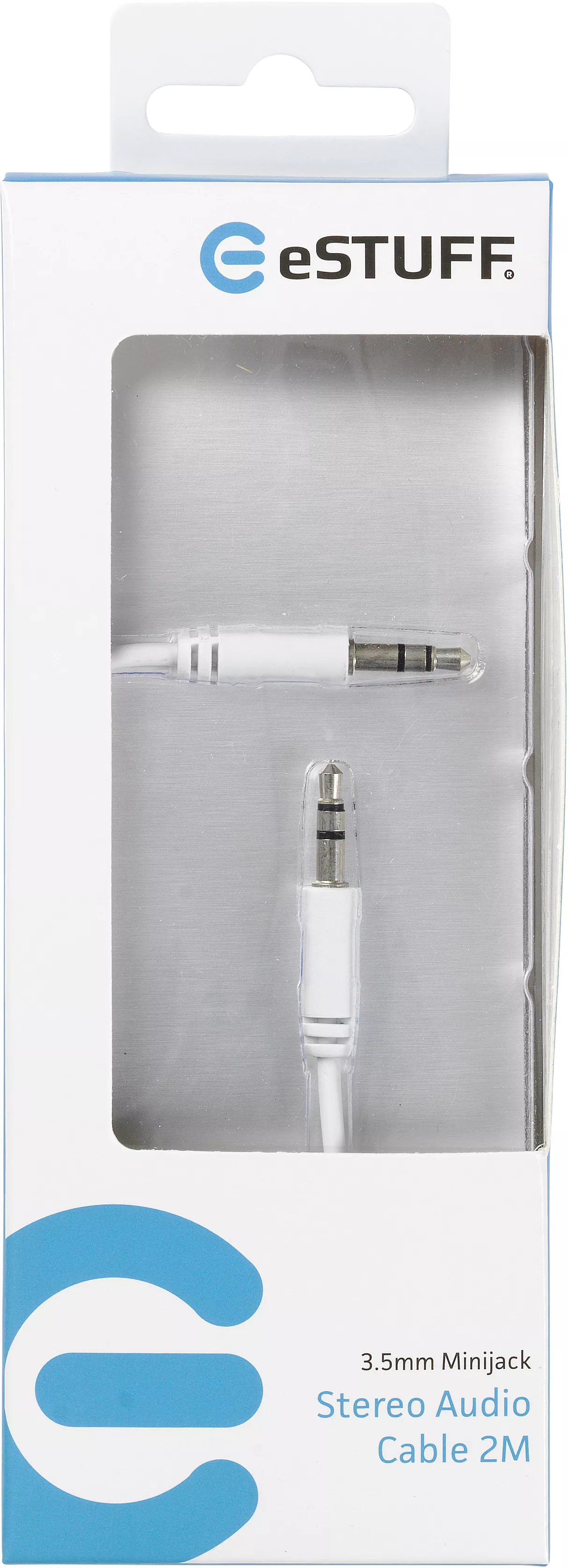 Cablu audio mini JACK 3.5 mm tata tata 2m alb eSTUFF stereo conexiune 3.5 mm [1]