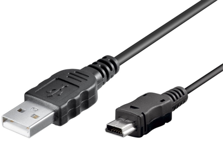 Mini USB - Cablu mini USB B tata - USB 2.0 tata 1m negru OEM, conexiune mini USB la USB A, rotund