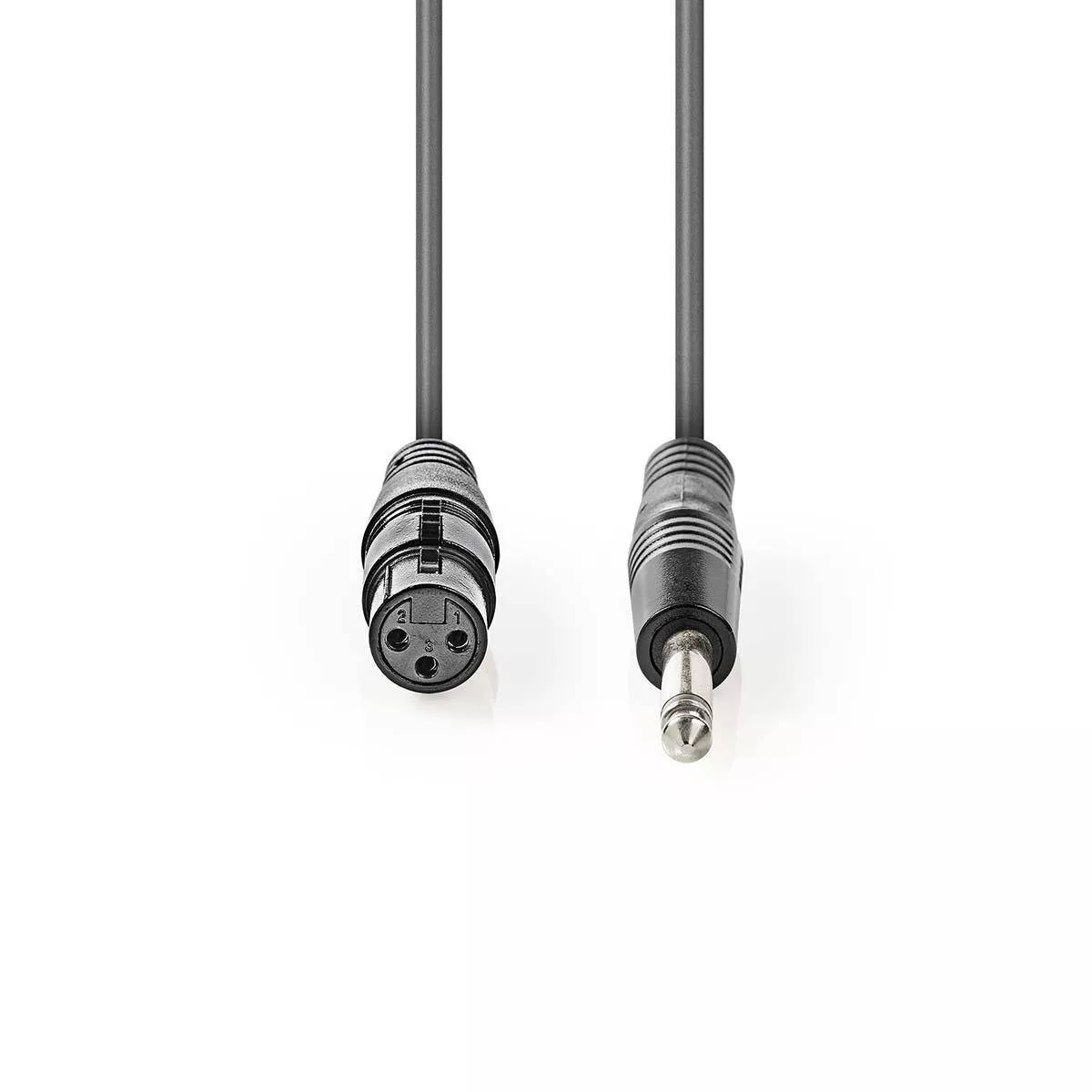Cablu mono XLR 3 pini mama - Jack 6.5 mm tata 5m Nedis conexiune XLR la 6.3 mm culoare gri [1]