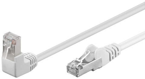 Cabluri - Cablu patch CAT5e FTP RJ45 90° unghi - RJ45 drept 0.25m 100MHz alb Goobay 94176 – IoElectronice.ro
