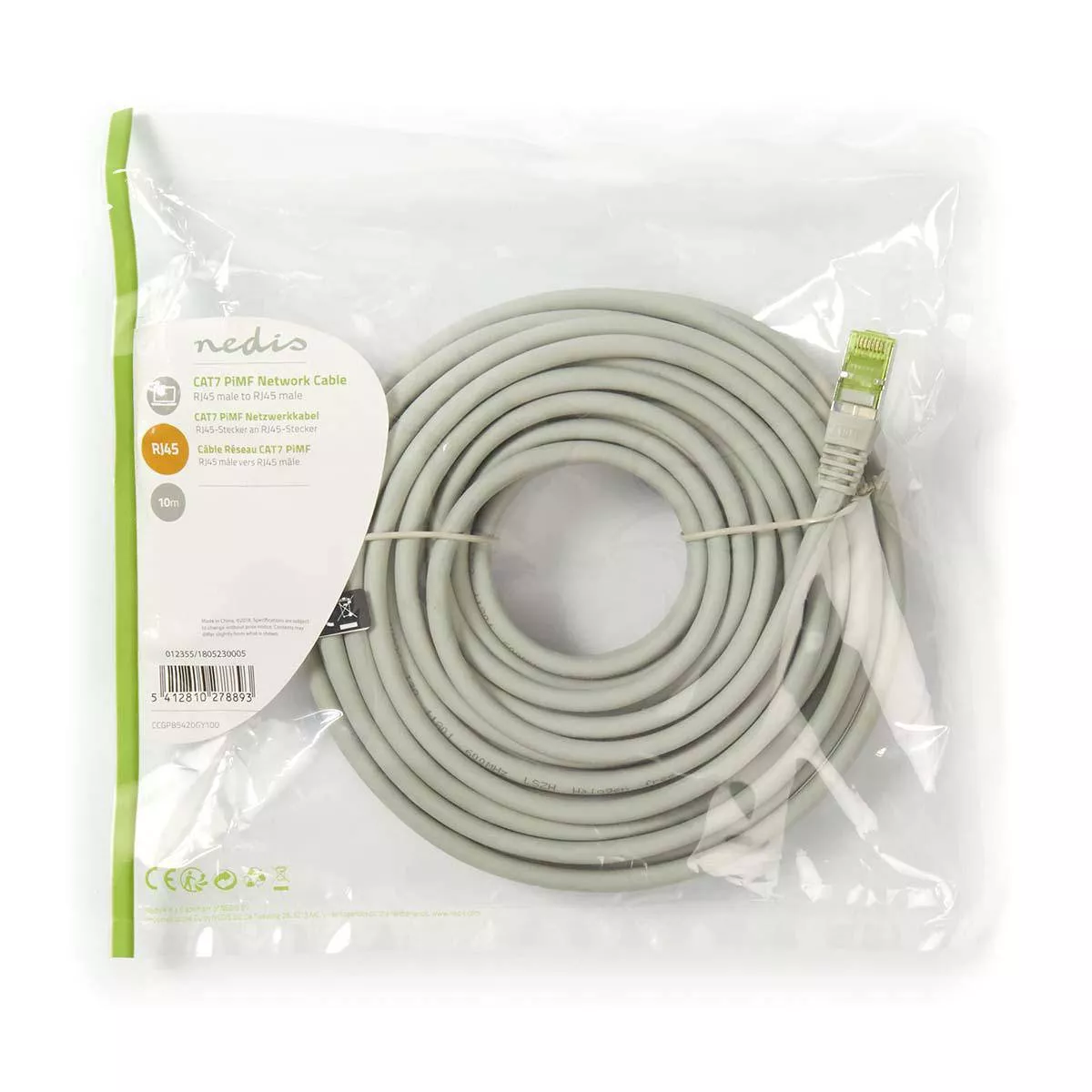 Cablul PiMF Cat7 RJ45 Tata 10m Gri - Conexiune Ethernet de înaltă viteză, ecranată, durabilă și flexibilă [2]