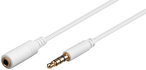 Conectica - Cablu prelungitor 1m AUX căști 4-pin JACK 3.5 mm STEREO aurit mama-tata AWG28 cupru alb 62360 Goobay