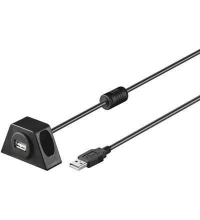 Cabluri USB - Cablu prelungitor 2m USB 2.0 Hi-Speed Cupru dublu ecranat cu montare pe birou Goobay – IoElectronice.ro