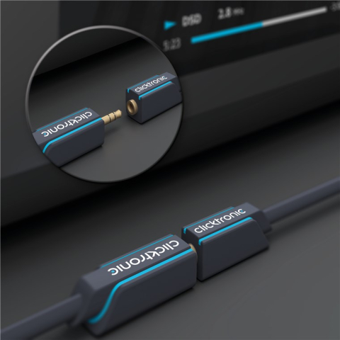Cablu prelungitor audio Jack 3.5 mm 5m mama-tata Clicktronic 70489 placat cu aur, stereo, albastru [4]