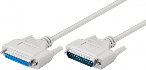 Cabluri serial - Cablu prelungitor D-SUB/IEEE 1284 25 pini tata/mama, 1.8m, gri, serial 1:1, Goobay 50541