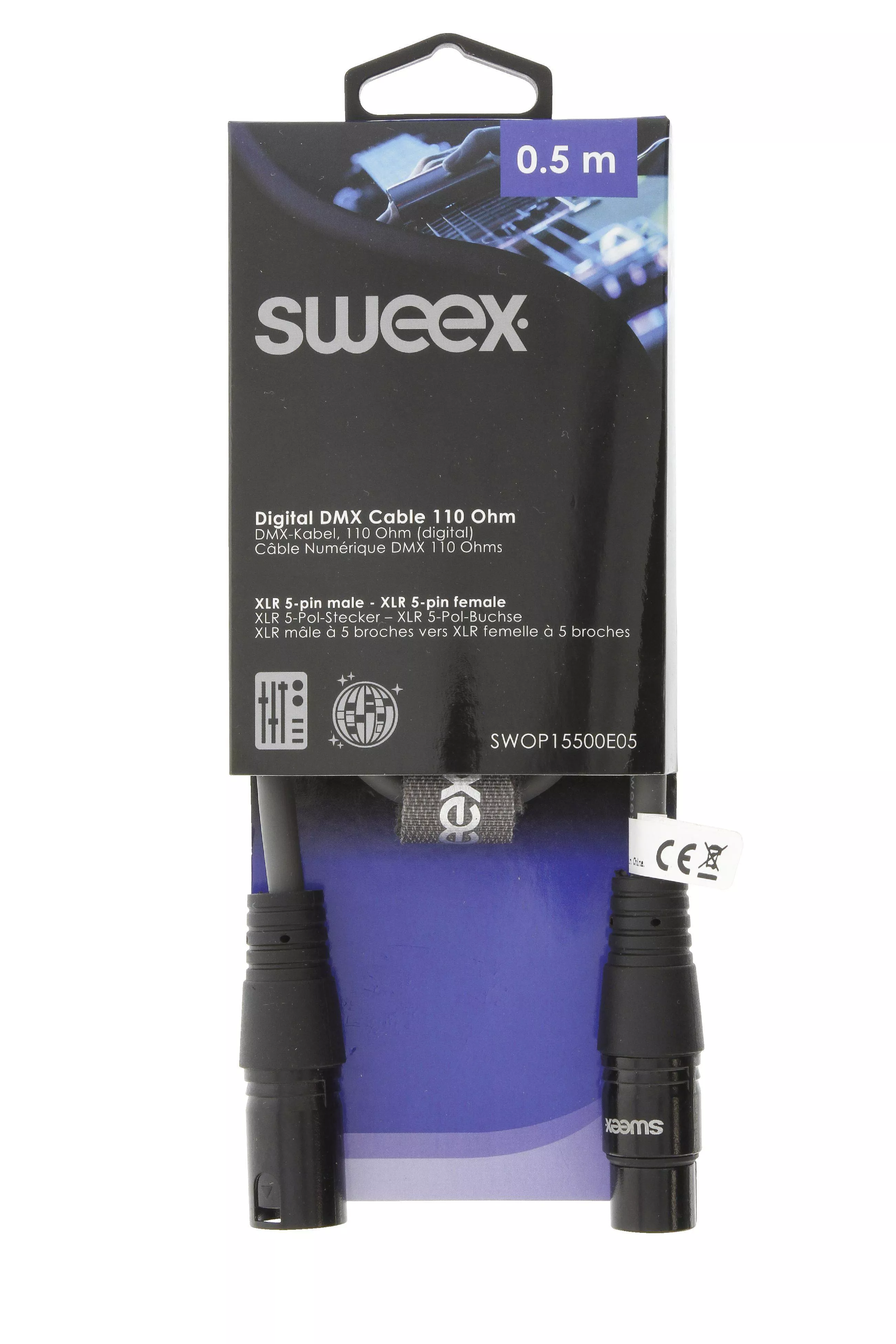 Cablu prelungitor XLR 5 pini tata-mama 0.5m gri Sweex, compatibil DIGI, conector XLR-XLR [1]