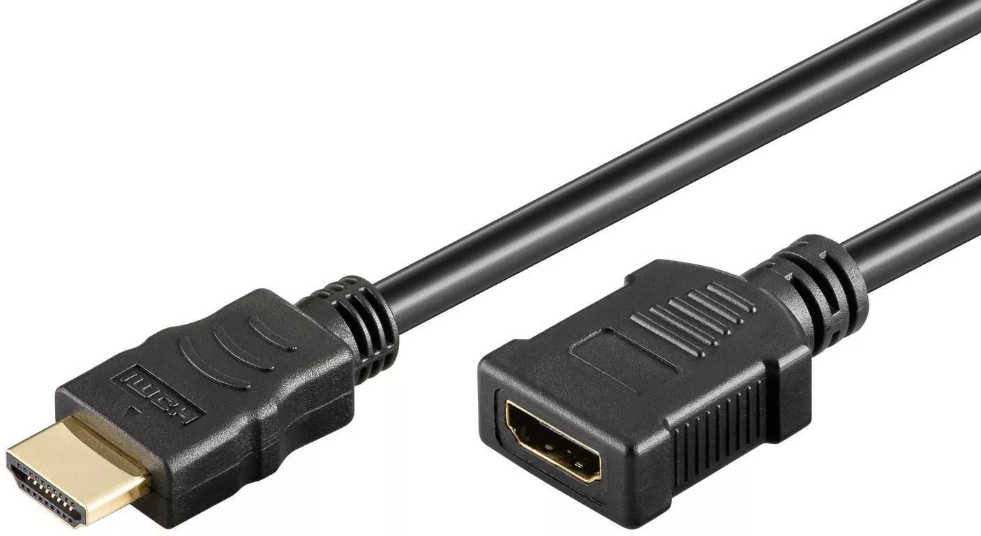 Cabluri HDMI - Cablu prelungitor HDMI tata - HDMI mama v1.4 4K High Speed Ethernet contacte aurite 2m Goobay – IoElectronice.ro