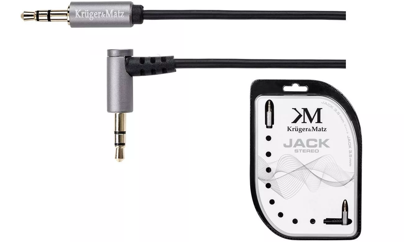 Cablu prelungitor Jack 3.5 mm 90 grade 1m Kruger&Matz cu conectori placati cu aur [1]