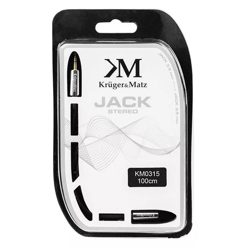 Cablu prelungitor Jack 3.5 mm 1m stereo Kruger&Matz cu conectori placati cu aur [1]