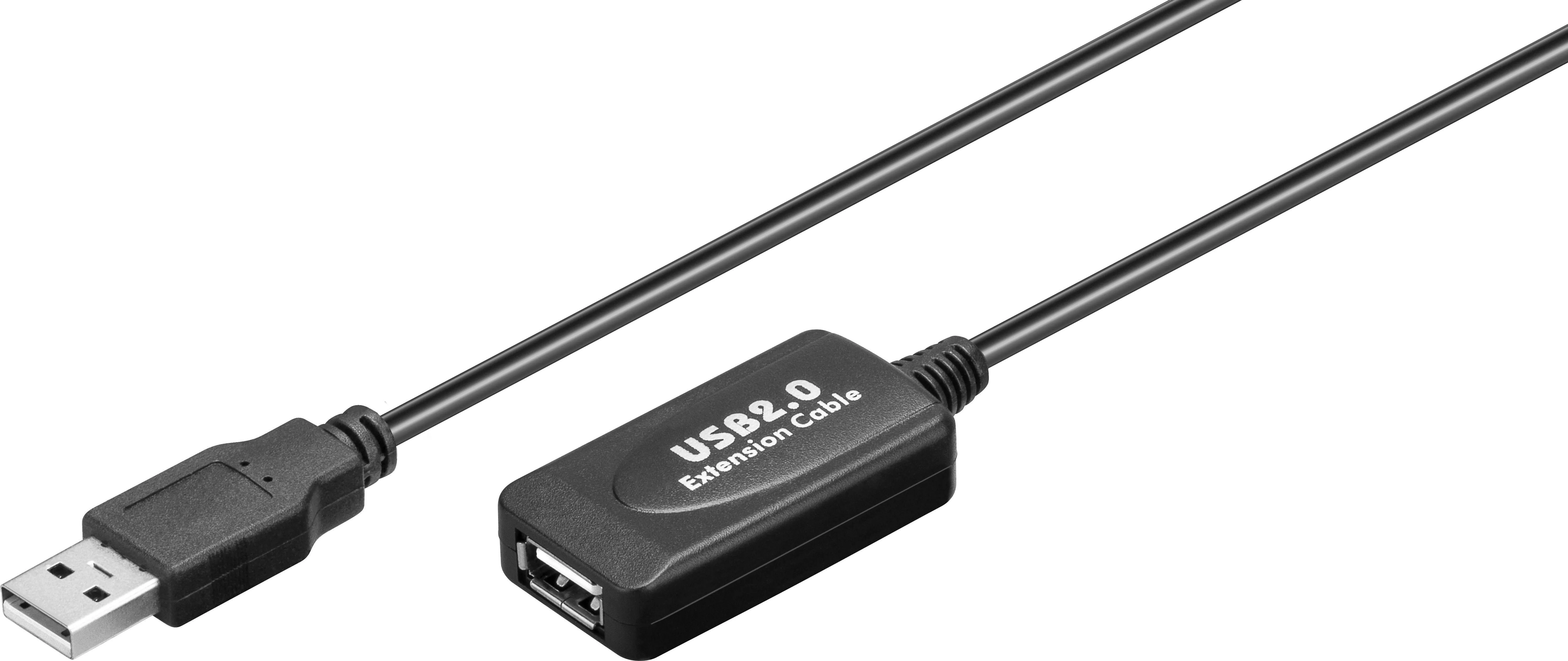 Cabluri - Cablu prelungitor USB 10m extensibil până la 20m, compatibil Windows & Mac, contacte aurite, cablu activ USB 2.0 negru