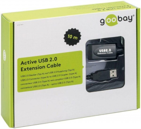 Cablu prelungitor USB 10m extensibil până la 20m, compatibil Windows & Mac, contacte aurite, cablu activ USB 2.0 negru [1]