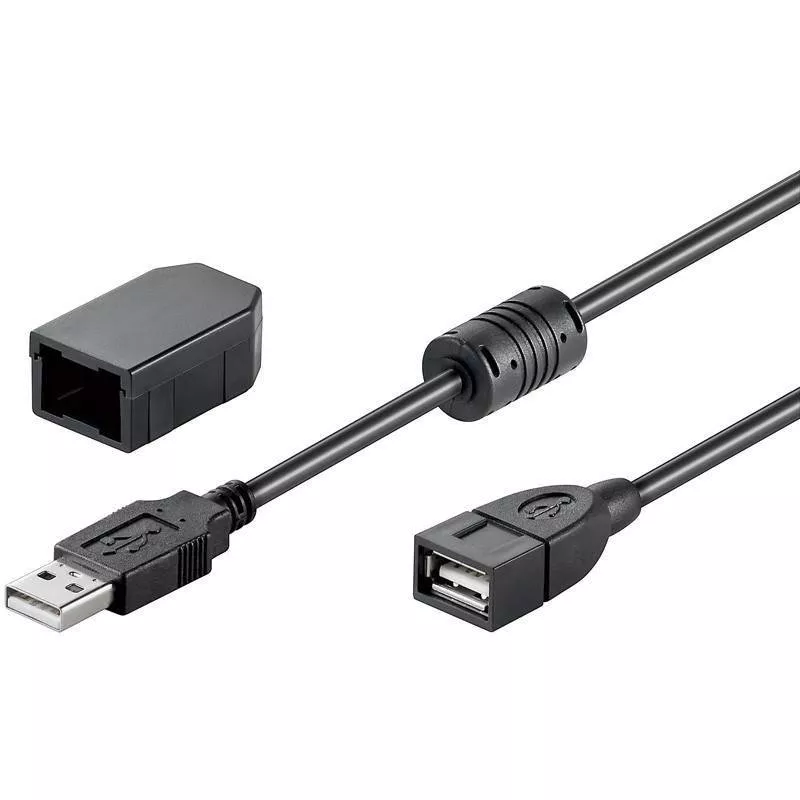 Cabluri USB - Cablu prelungitor USB 2m mama-tata clip și ferită USB2.0 Goobay – IoElectronice.ro