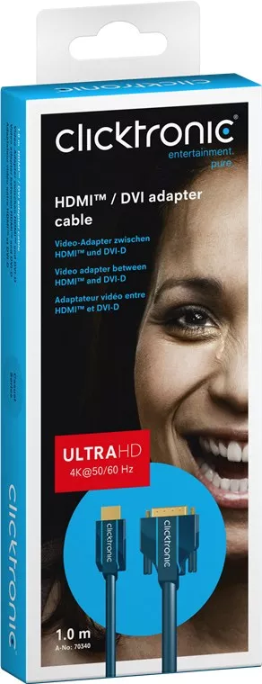 Cablu Profesional 1m HDMI - DVI 24+1 Ultra HD 4K 60Hz cupru AWG30 aurit Clicktronic – IoElectronice.ro [1]