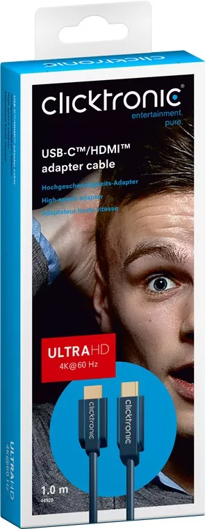 Cablu USB Type C HDMI 1m 4K 60Hz Clicktronic, video, placat cu aur, albastru [1]