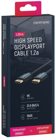 Cablu Profesional DisplayPort 1m v1.2a 4K 60Hz 21.6Gbit/s AWG26 OFC Clicktronic 70710 – IoElectronice.ro [6]