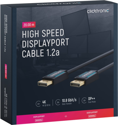 Cablu Profesional DisplayPort - DisplayPort 20m v1.2a 4K 60Hz 21.6Gbit/s AWG24 OFC Clicktronic 70717 – IoElectronice.ro [6]