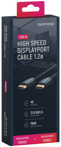 Cablu Profesional DisplayPort - DisplayPort 2m v1.2a 4K 60Hz 21.6Gbit/s AWG26 OFC Clicktronic 70711 – IoElectronice.ro [6]