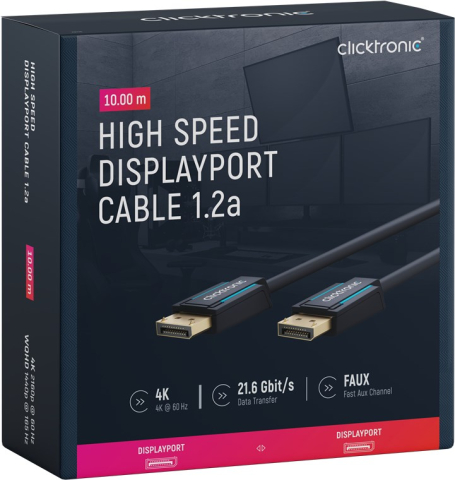 Cablu Profesional DisplayPort - DisplayPort 7.5m v1.2a 4K 60Hz 21.6Gbit/s AWG26 OFC Clicktronic 70714 – IoElectronice.ro [6]