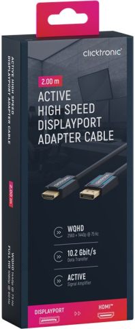 Cablu Profesional Displayport tata - HDMI tata 2m Clicktronic OFC 10.2Gbit/s 1920x1200p WQHD 75Hz – IoElectronice.ro [7]