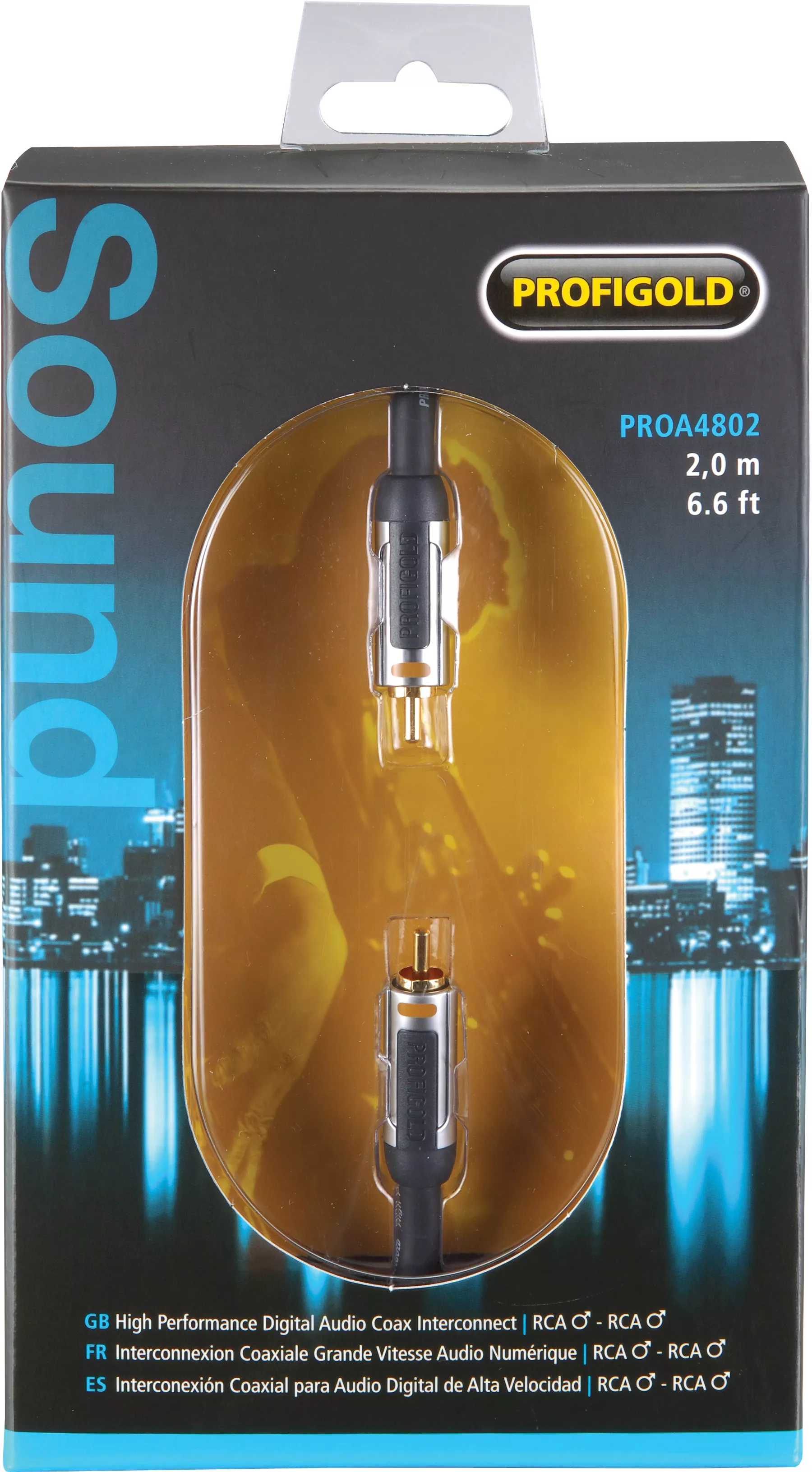 Cablu RCA tata - RCA tata 2m Profigold PROA 4802, video digital, culoare neagră, conectori RCA. [1]