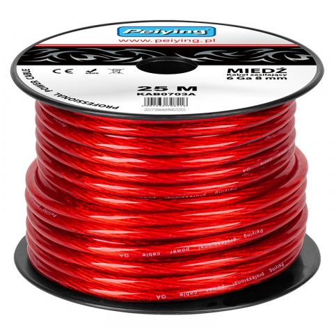 Cablu de putere profesional 6GA, cupru roșu, 13.29mm², 7.8mm diametru, 1m Peiying - Performanță și fiabilitate [1]