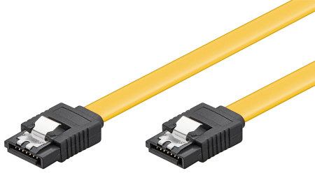 Cabluri PC - Cablu SATA 3 6Gbit/s 20cm plat galben Goobay cu conectori SATA tata