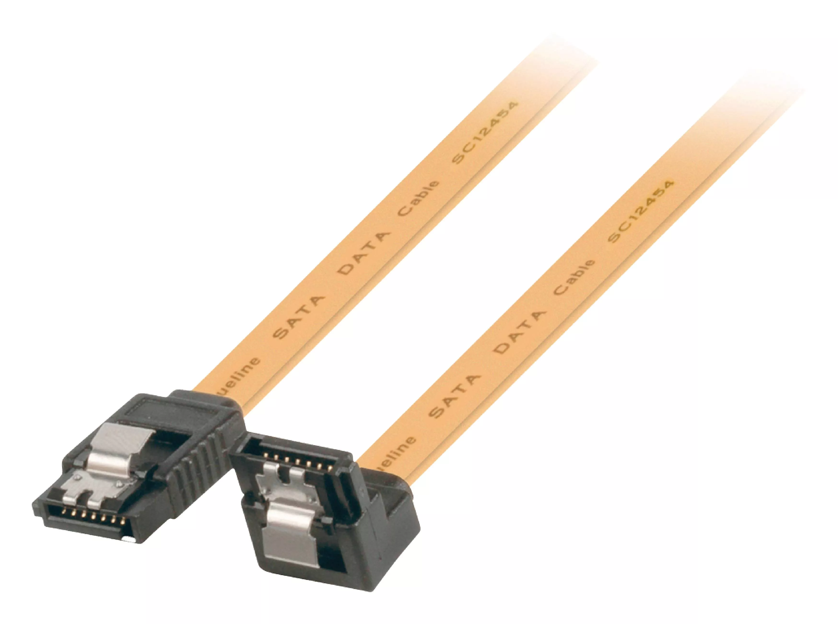 Cabluri PC - Cablu SATA 6Gb/s SATA 7pin mama cu blocare - SATA 7-pin mama 90 grade cu blocare 1m galben VALUELINE – IoElectronice.ro