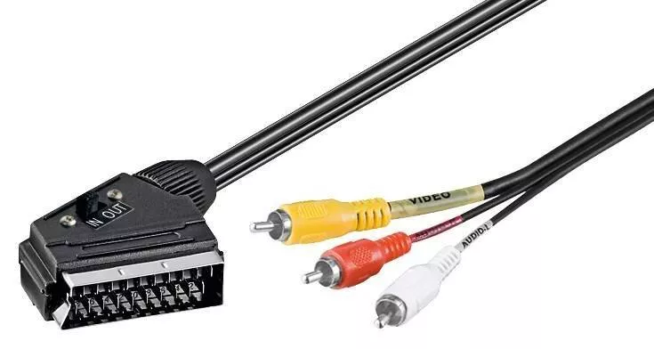 Cabluri Scart s-video - Cablu SCART la 3x RCA 2m cu comutator