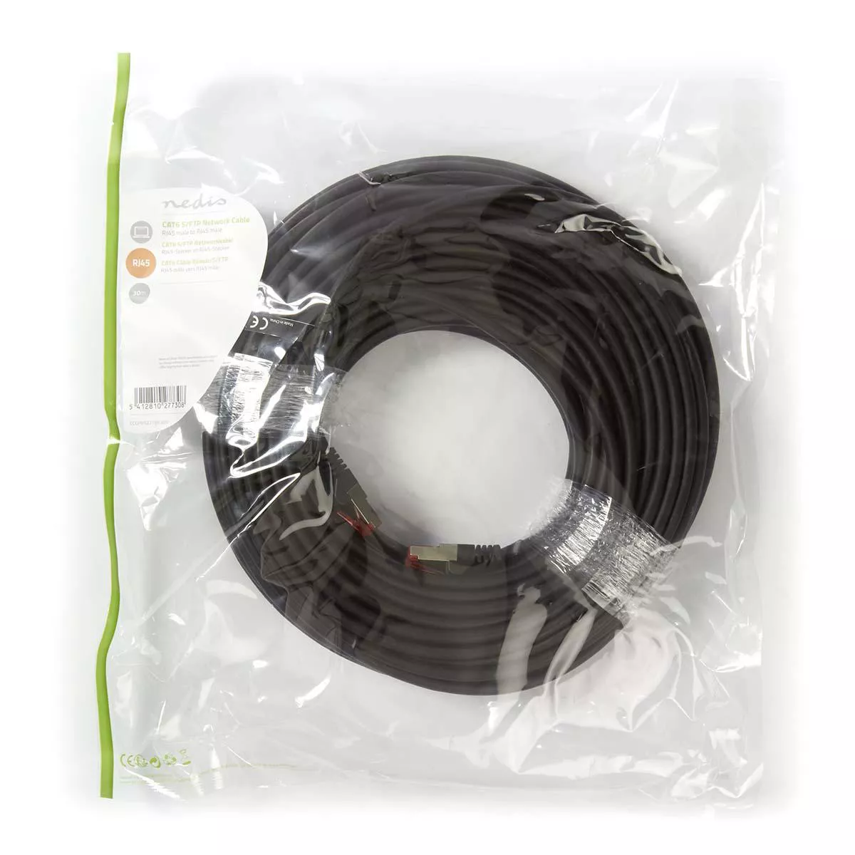 Cablu SFTP Cat6 30m negru RJ45 tata - RJ45 tata Nedis, 27AWG, placat cu aur, 250MHz [2]