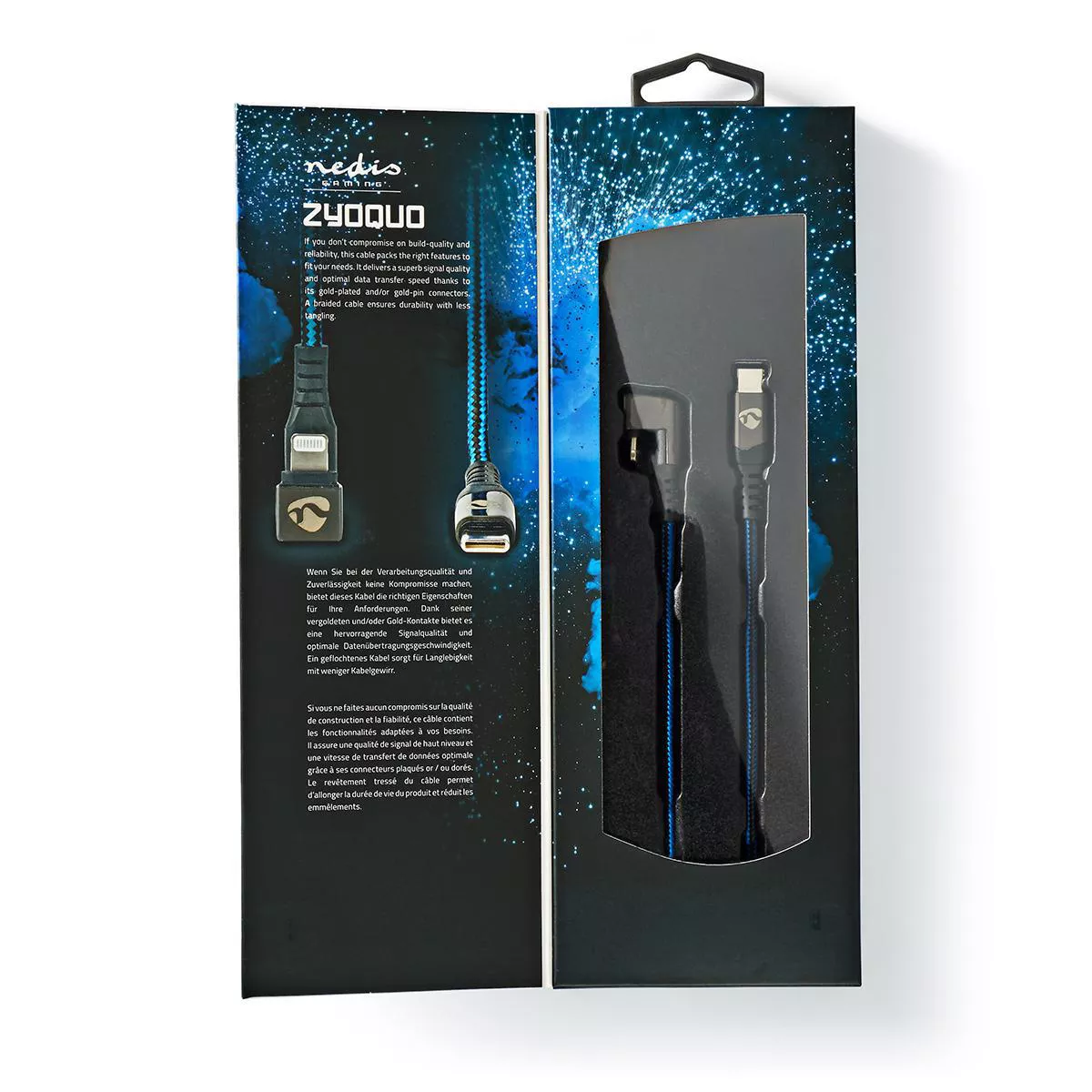 Cablu sincronizare USB Type C - Lightning 1m NEDIS OFC Oxigen Free USB 2.0 albastru/negru [8]