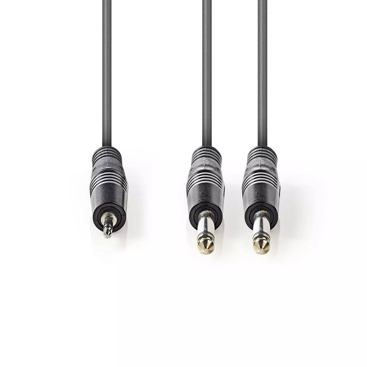 Cablu Stereo Audio Jack 2x 6.35 mm - 3.5 mm 5m Gri Nedis ecranat pentru conexiuni audio de calitate. [1]