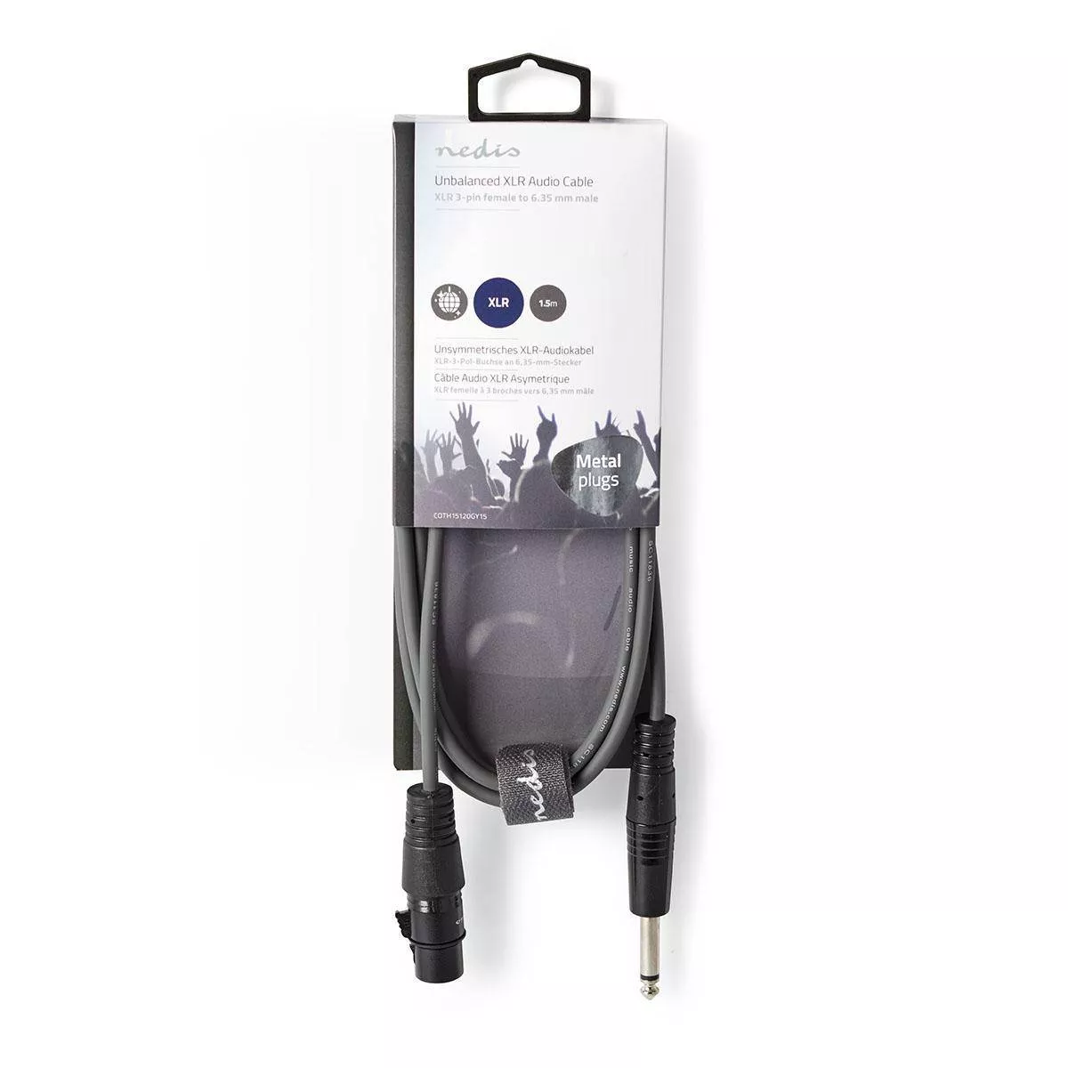 Cablu audio XLR 3 pini mama - JACK 6.5 mm tata 1.5m Nedis stereo gri [2]